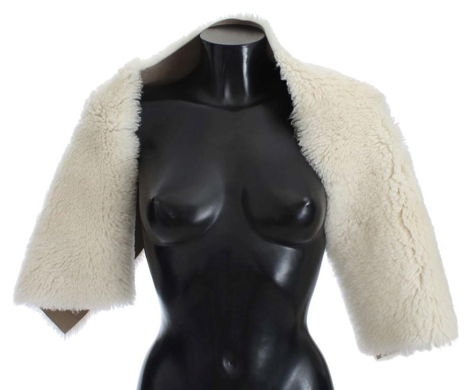 Dolce & Gabbana Women's Lambskin Fur Silk Scarf White MS820