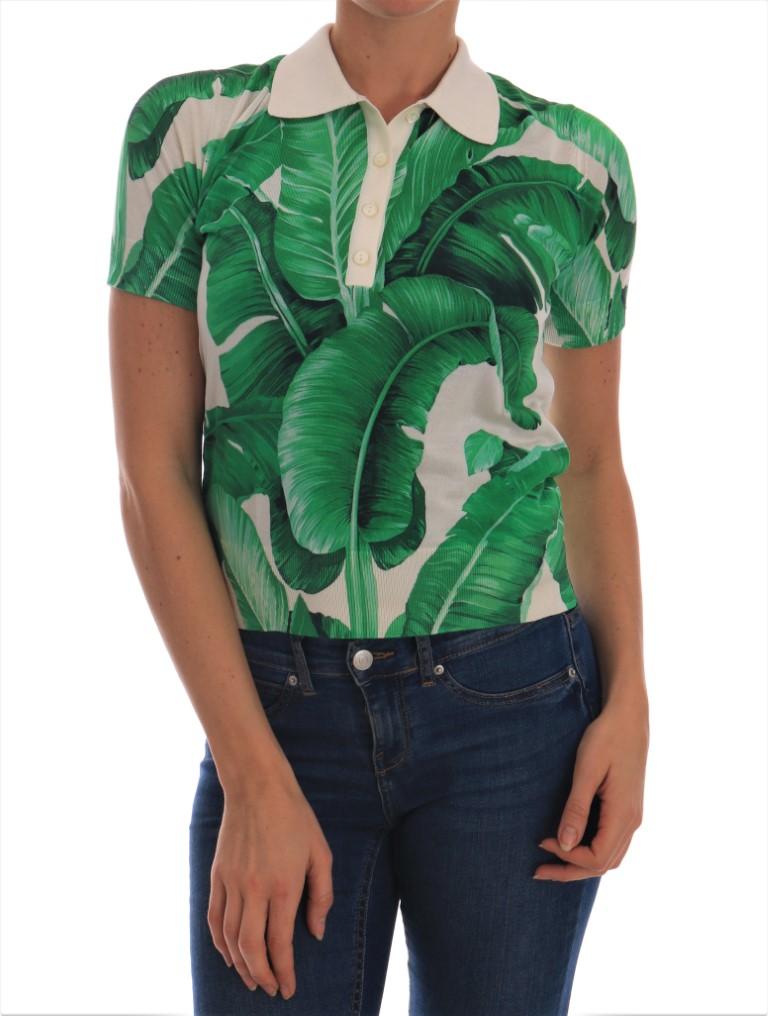 Dolce & Gabbana Women's Banana Leaf Polo Shirt White BGTSH1926 - IT38|XS