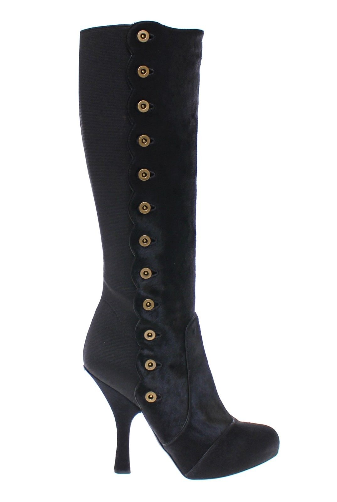 Dolce & Gabbana Women's Fur Leather Baroque Boots Black GSS13381 - EU40/US9.5