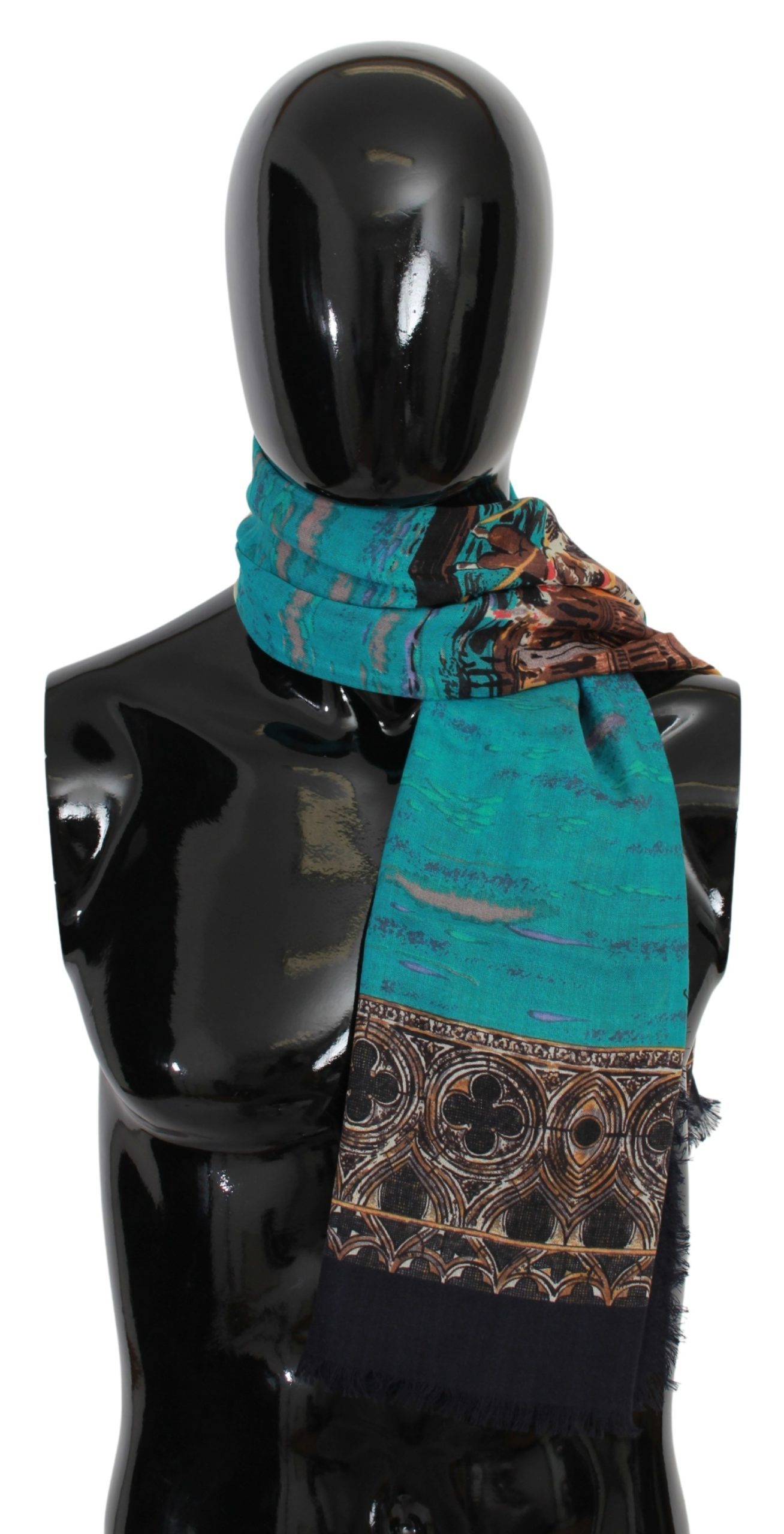 Dolce & Gabbana Men's Venice Print Cashmere Scarf Multicolor MS1681