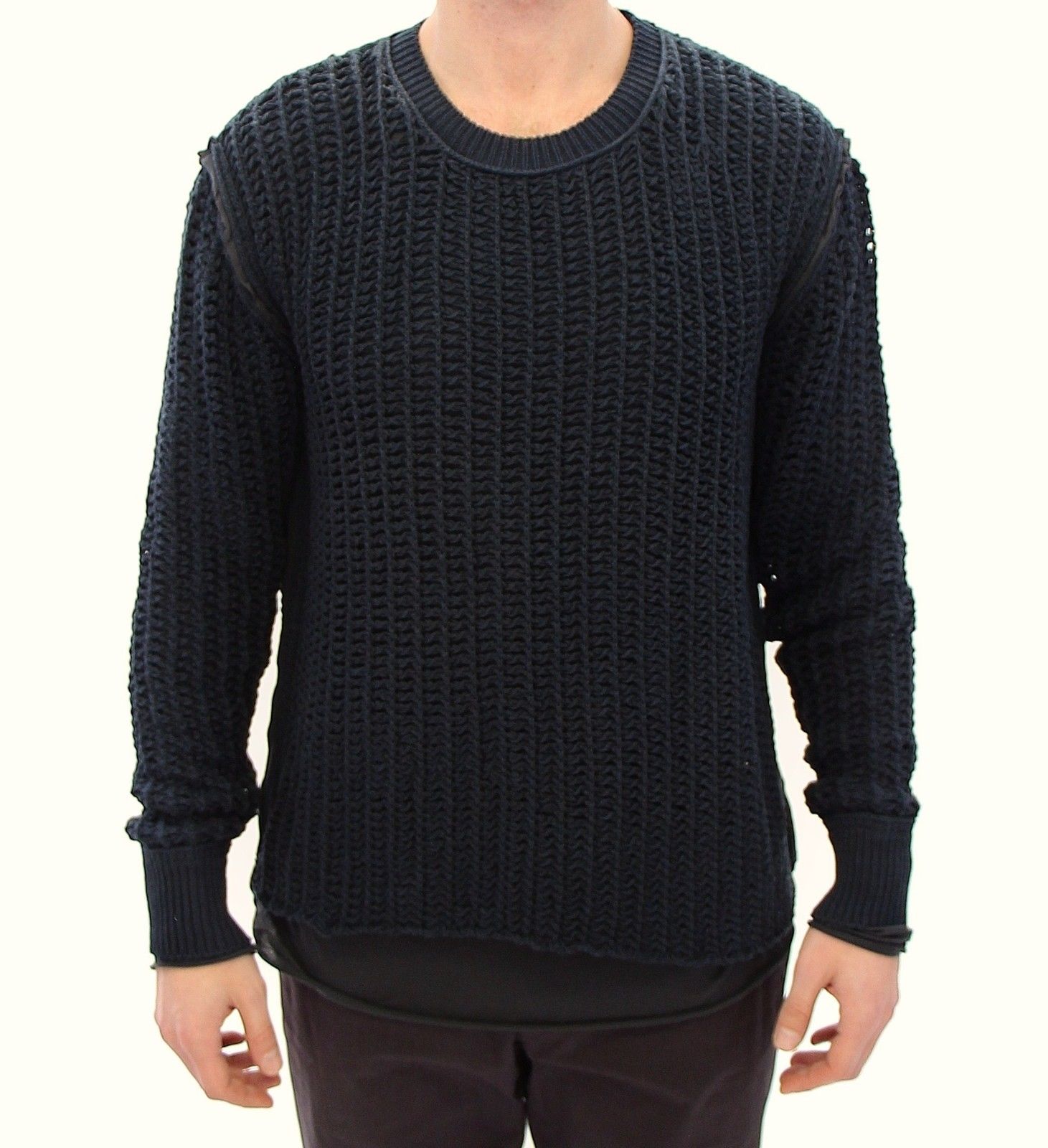 Dolce & Gabbana Men's Runway Netz Pullover Netted Sweater Blue GTH10687 - IT48 | M