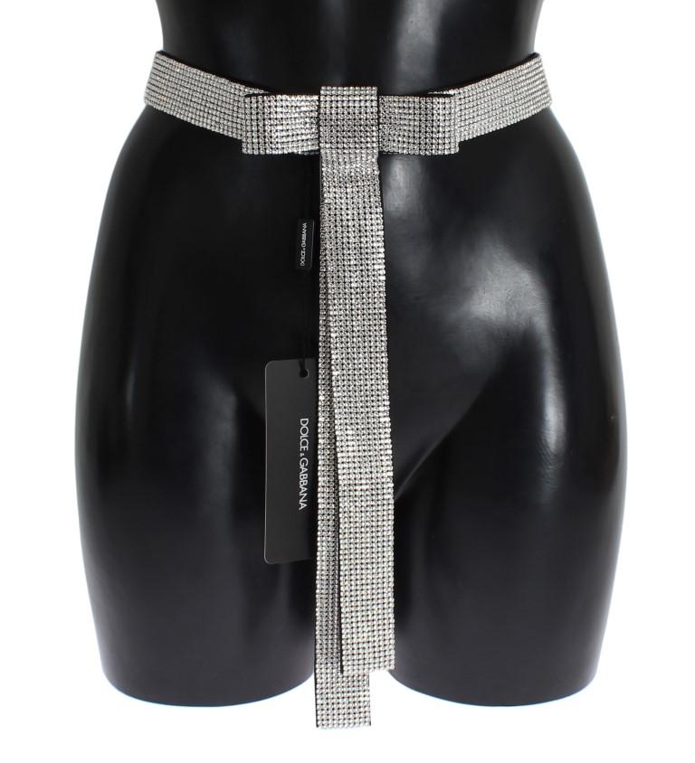Dolce & Gabbana Women's Silk Clear Crystal Waist Belt Black SIG13759 - IT42|M