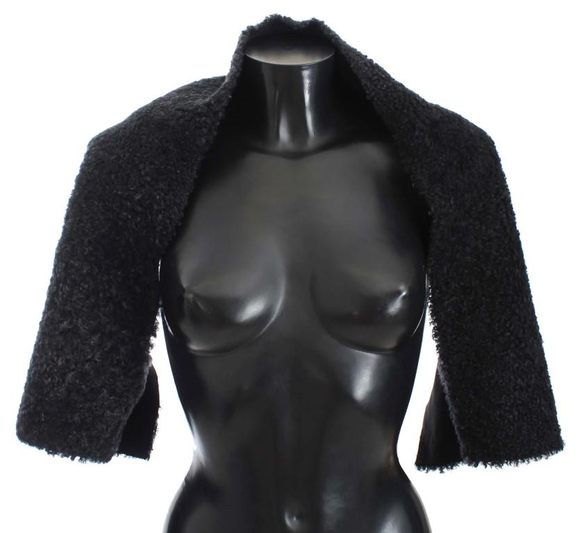 Dolce & Gabbana Women's Lamb Shearling Silk Scarf Black MS823
