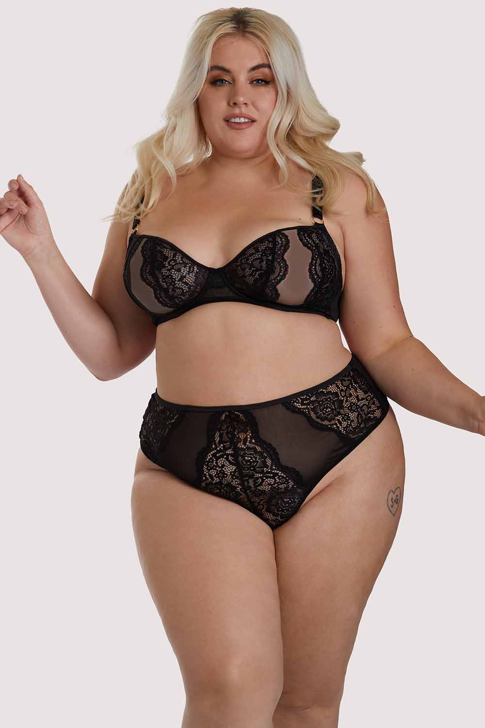 Felicity Hayward x PP Suede Lace Black Bra 34A