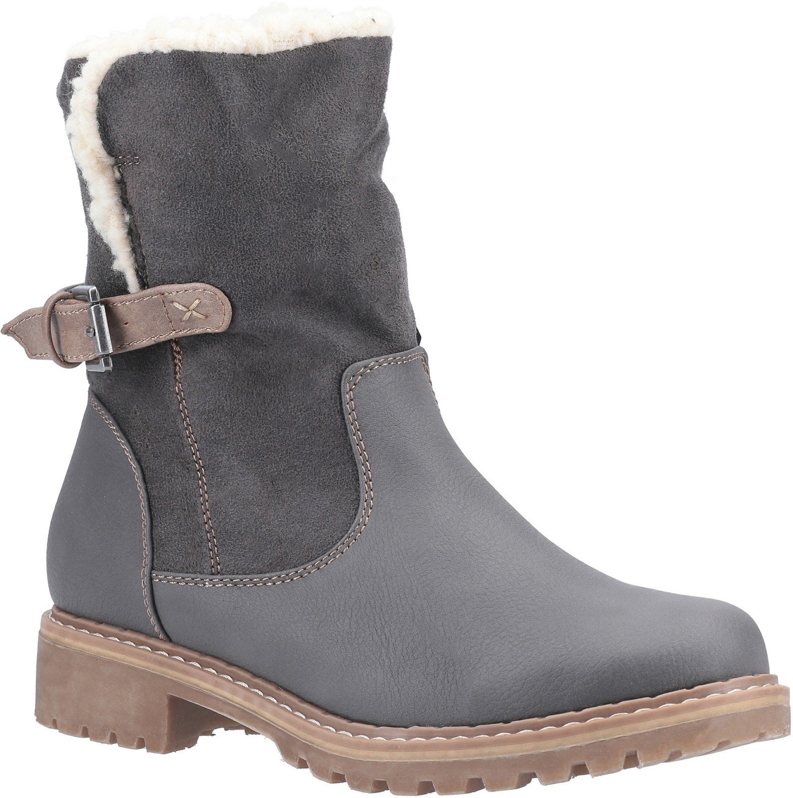 Divaz Women's Melanie Mid Buckle Boot Dark Brown 29324-49652 - Grey 3