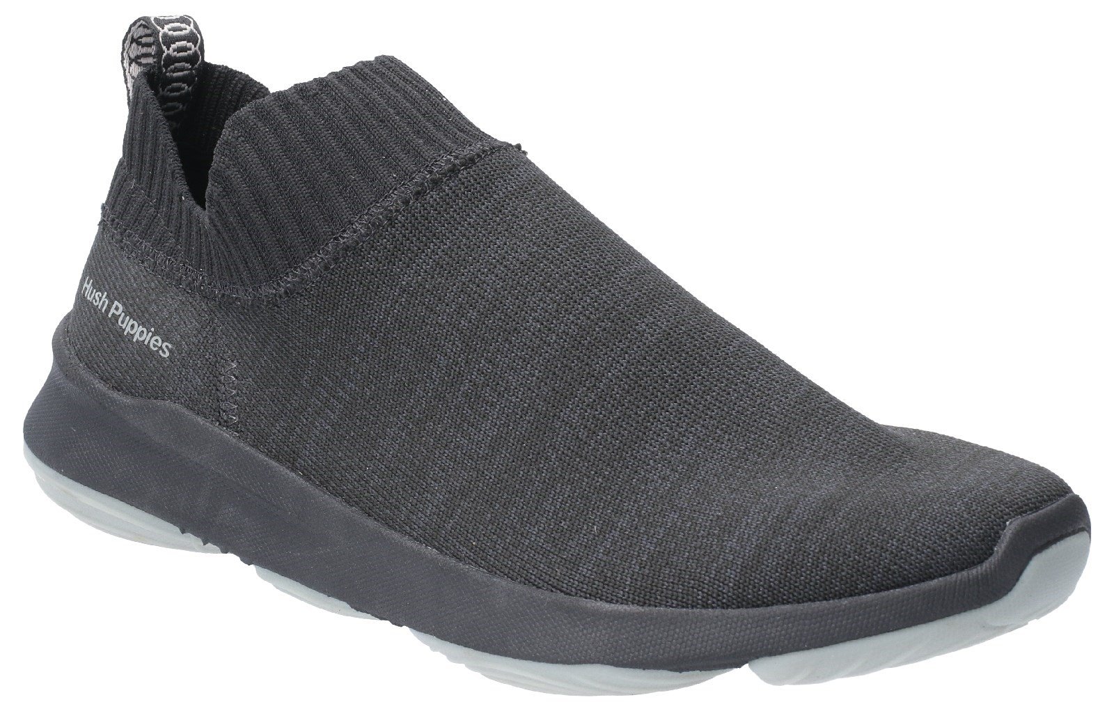 Hush Puppies Men's Free BounceMAX Slip On Trainer Various Colours 29163 - Black Knit 6