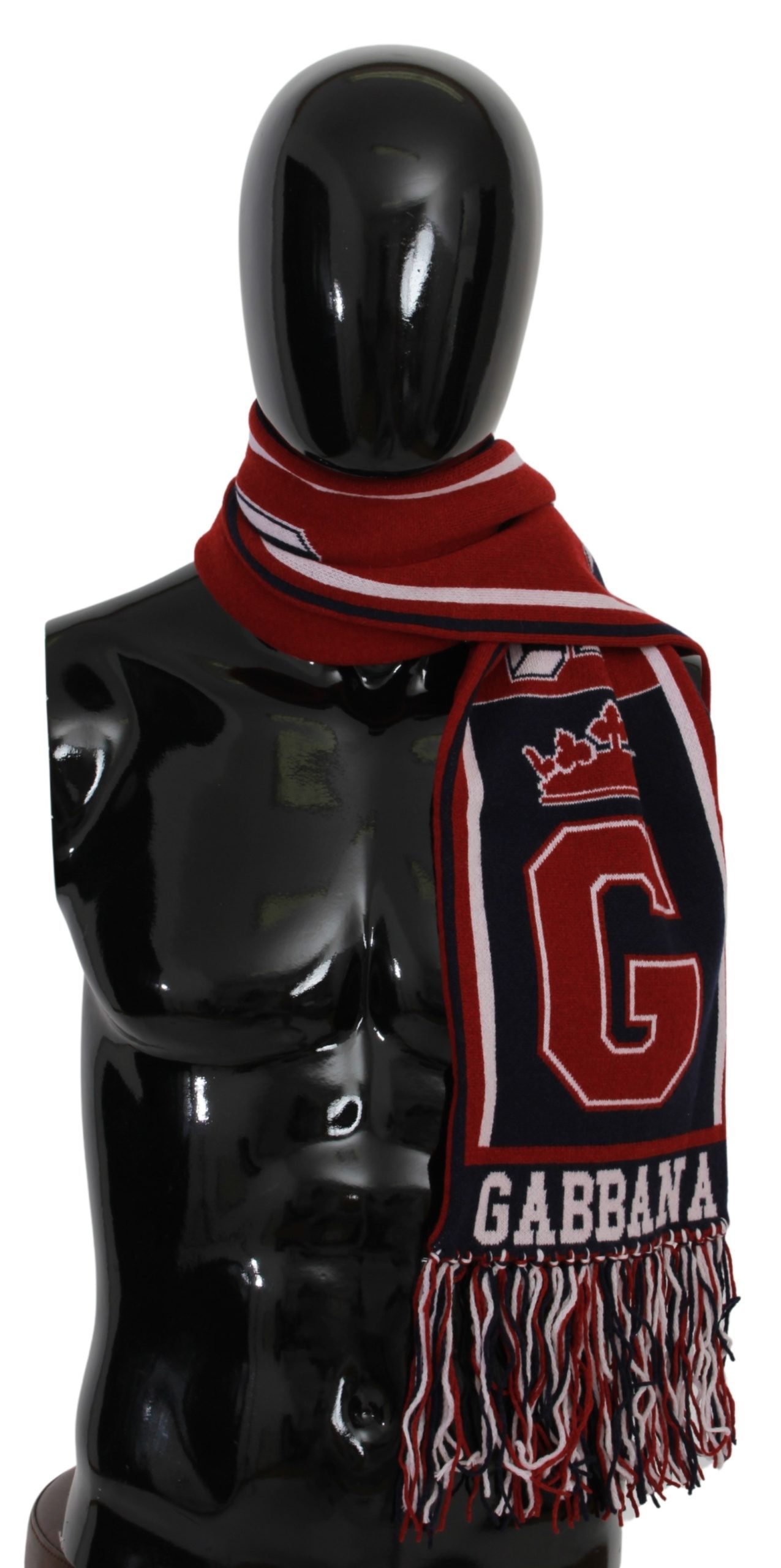 Dolce & Gabbana Men's DG Crown Fringe Wrap Scarf Red MS1680