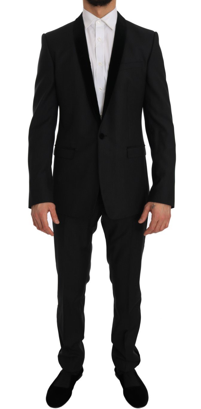 Dolce & Gabbana Men's Tuxedo GOLD Slim Fit Smoking Suit Black JKT1247 - IT48 | M