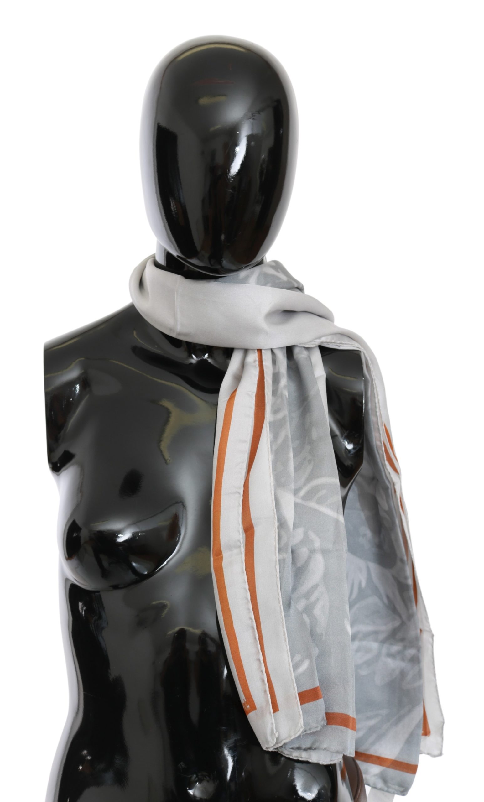 Costume National Women's Silk Foulard Wrap Scarf Gray MS1644