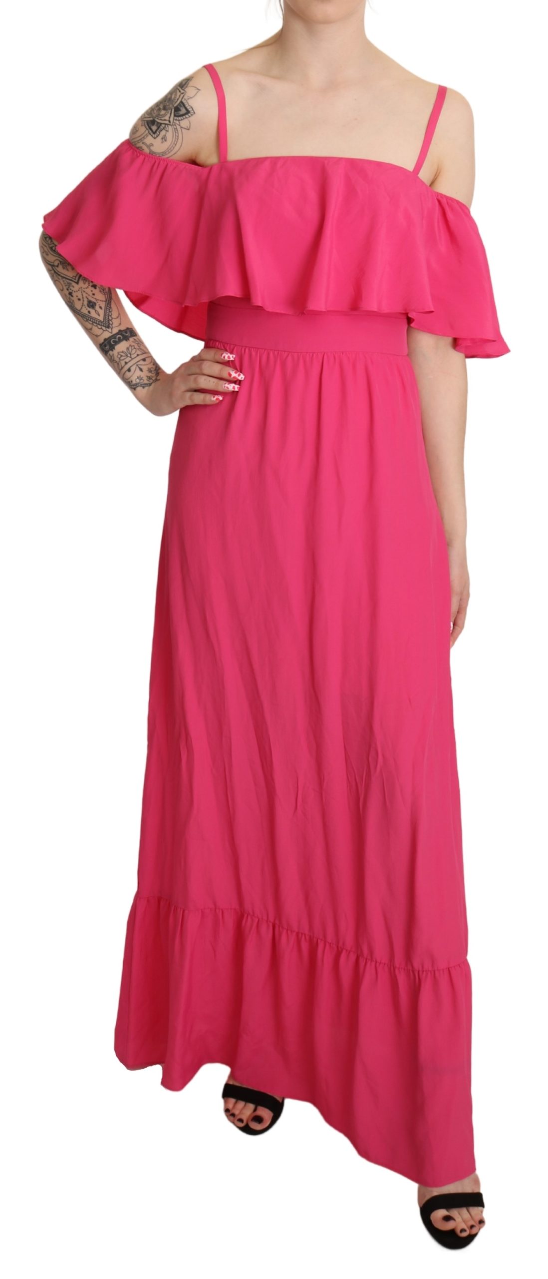 Liu Jo Women's A-line Off Shoulder Floor Length Dress Pink DR2614 - IT40|S