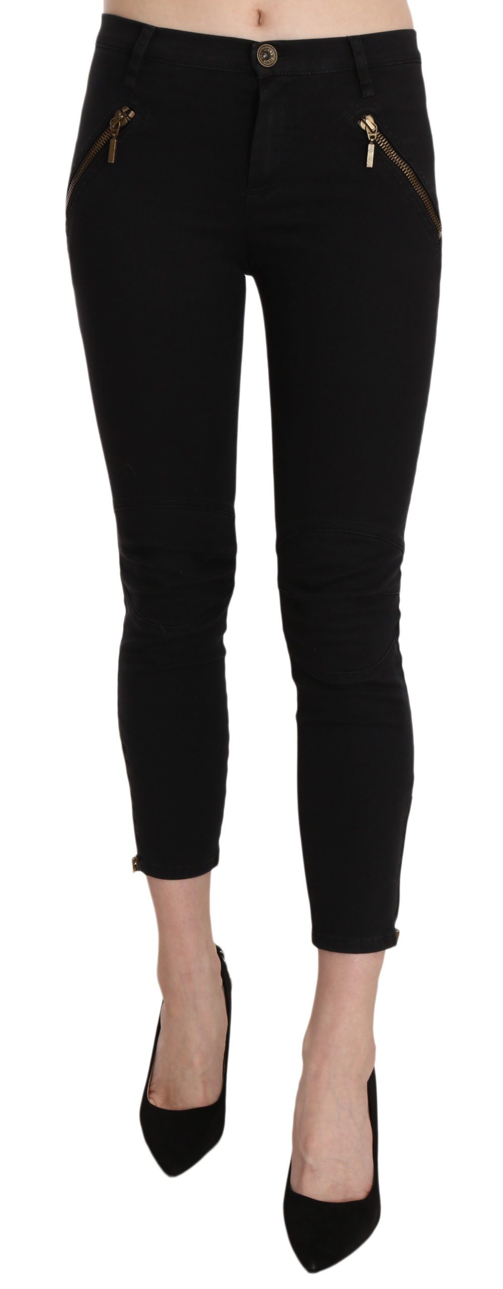PLEIN SUD Women's Low Waist Skinny Cropped Trouser Black PAN70251 - IT36 | XS