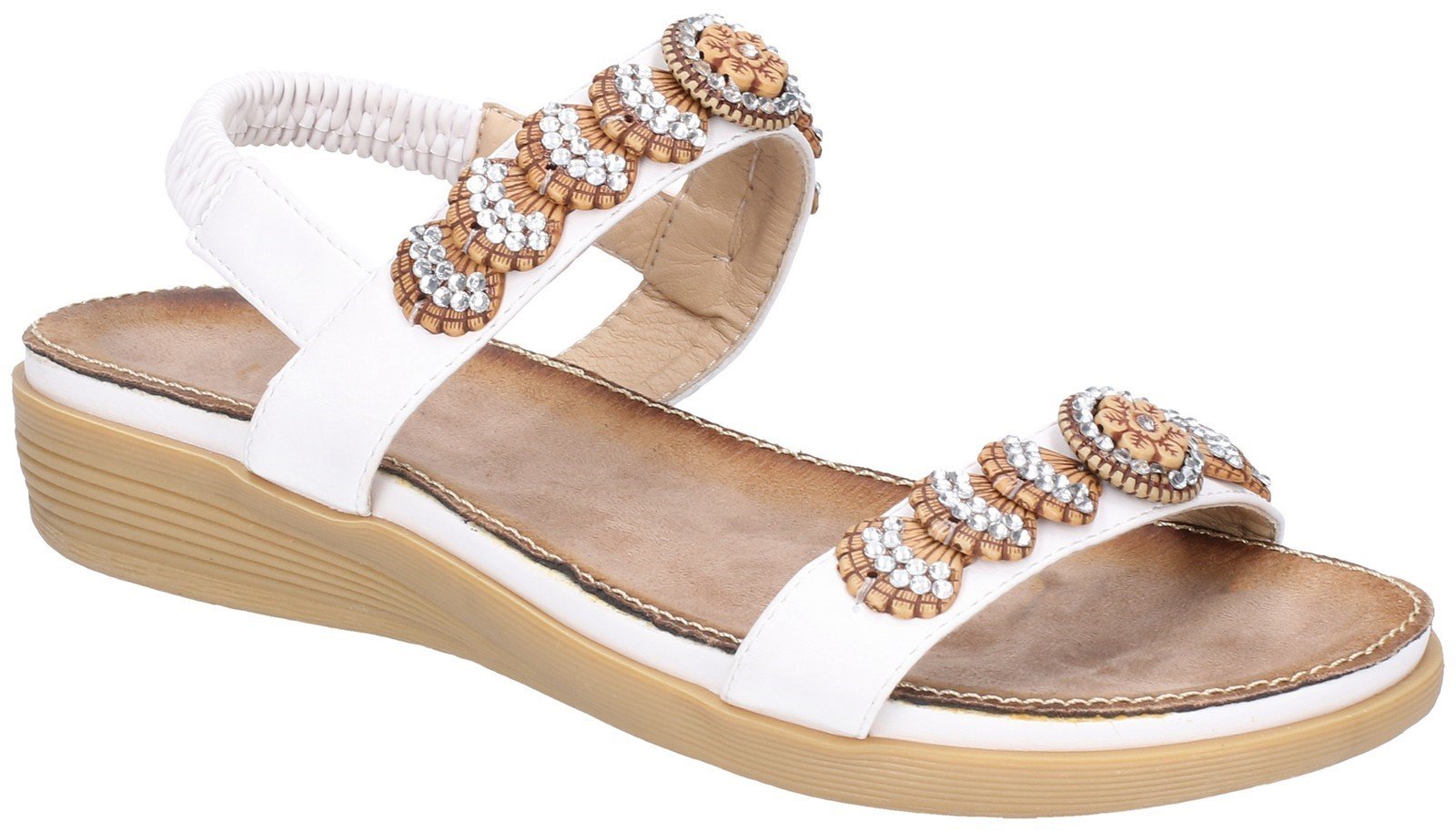 Fleet & Foster Women's Java Elasticated Sandal Various Colours 28280 - White 3