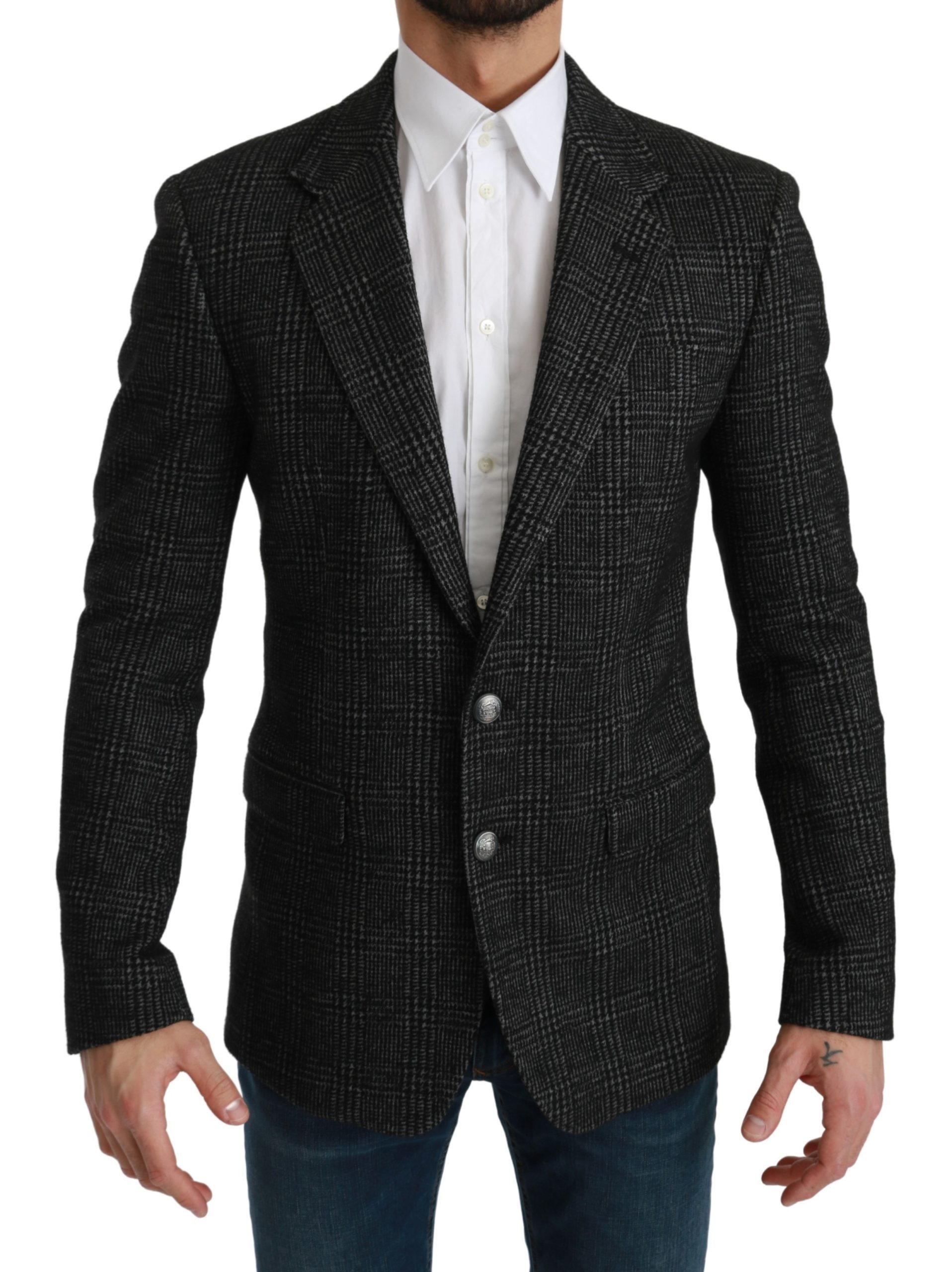 Dolce & Gabbana Men's Plaid Check Slim Fit Blazer Gray KOS1778 - IT46 | S