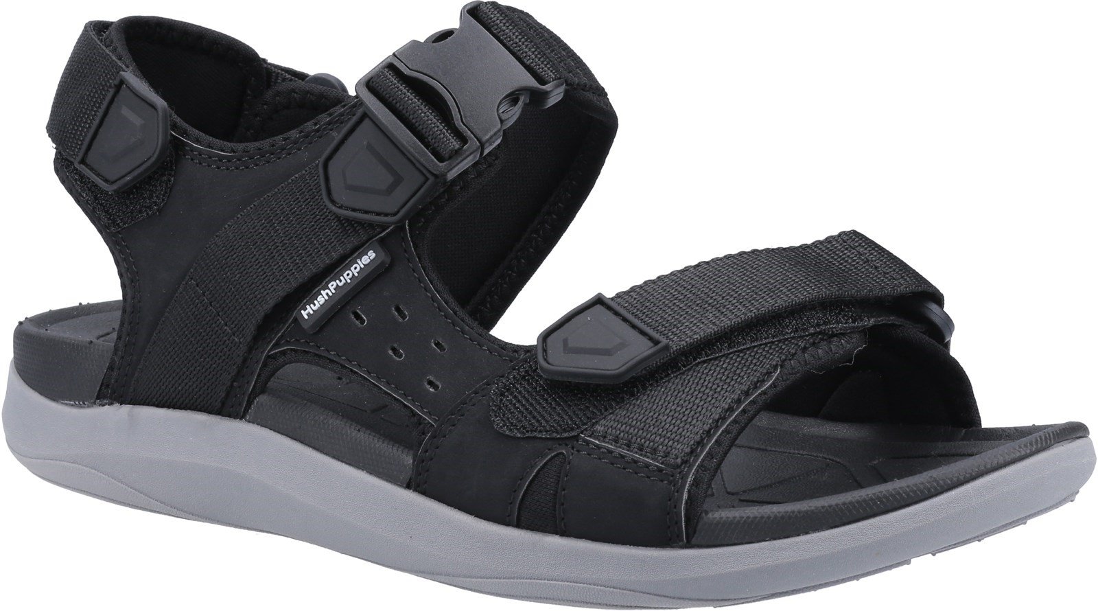 Hush Puppies Men's Raiden Quarter Strap Sandal Various Colours 31980 - Black 11