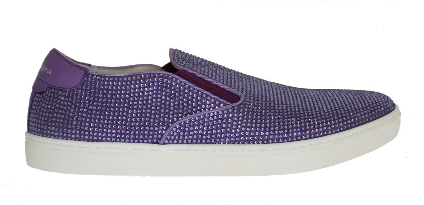 Dolce & Gabbana Men's Strass Canvas Logo Trainer Purple MV1093 - EU44/US11