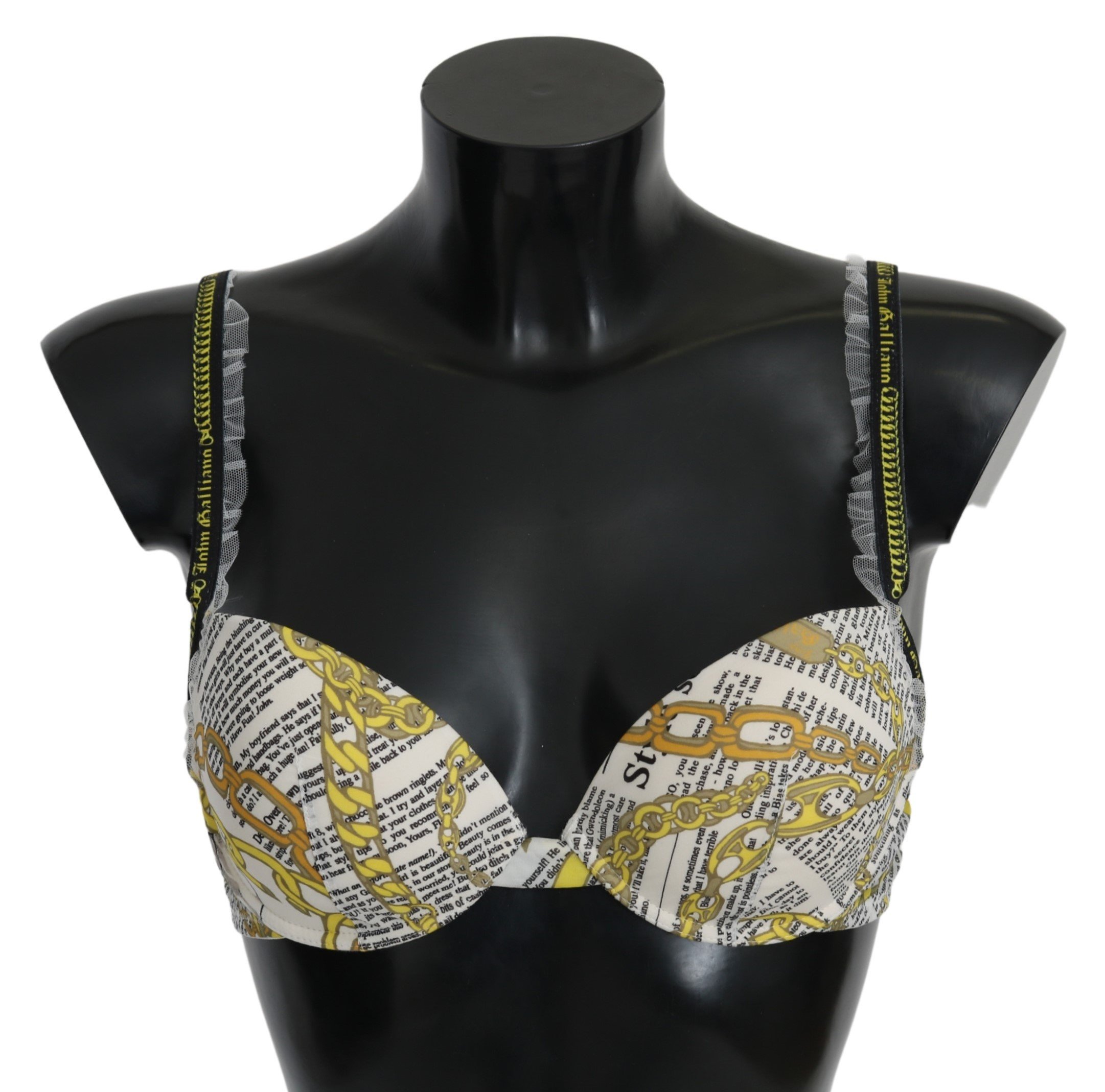 John Galliano Women's Printed Reggiseno Nylon Stretch Bra White BIK960 - IT3 | M