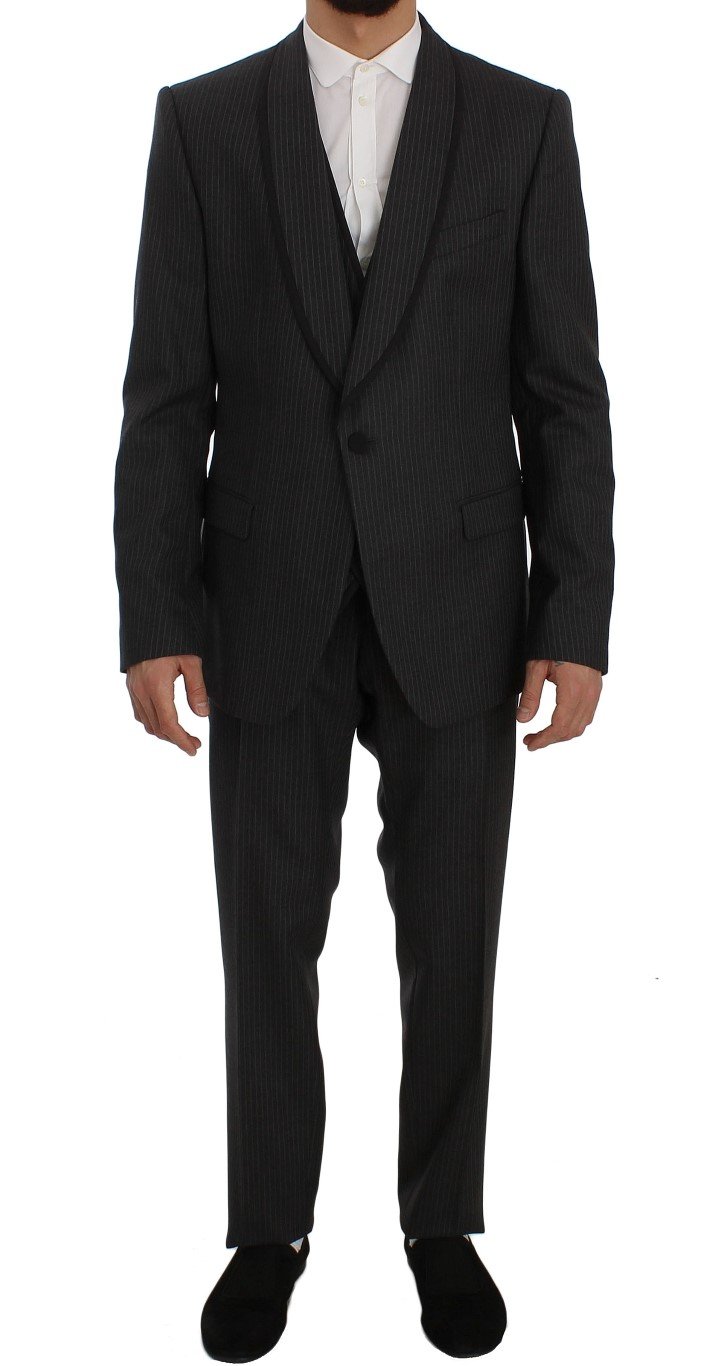 Dolce & Gabbana Men's Striped Wool Slim Fit 3 Piece Suit Gray SIG50089 - IT54 | XL