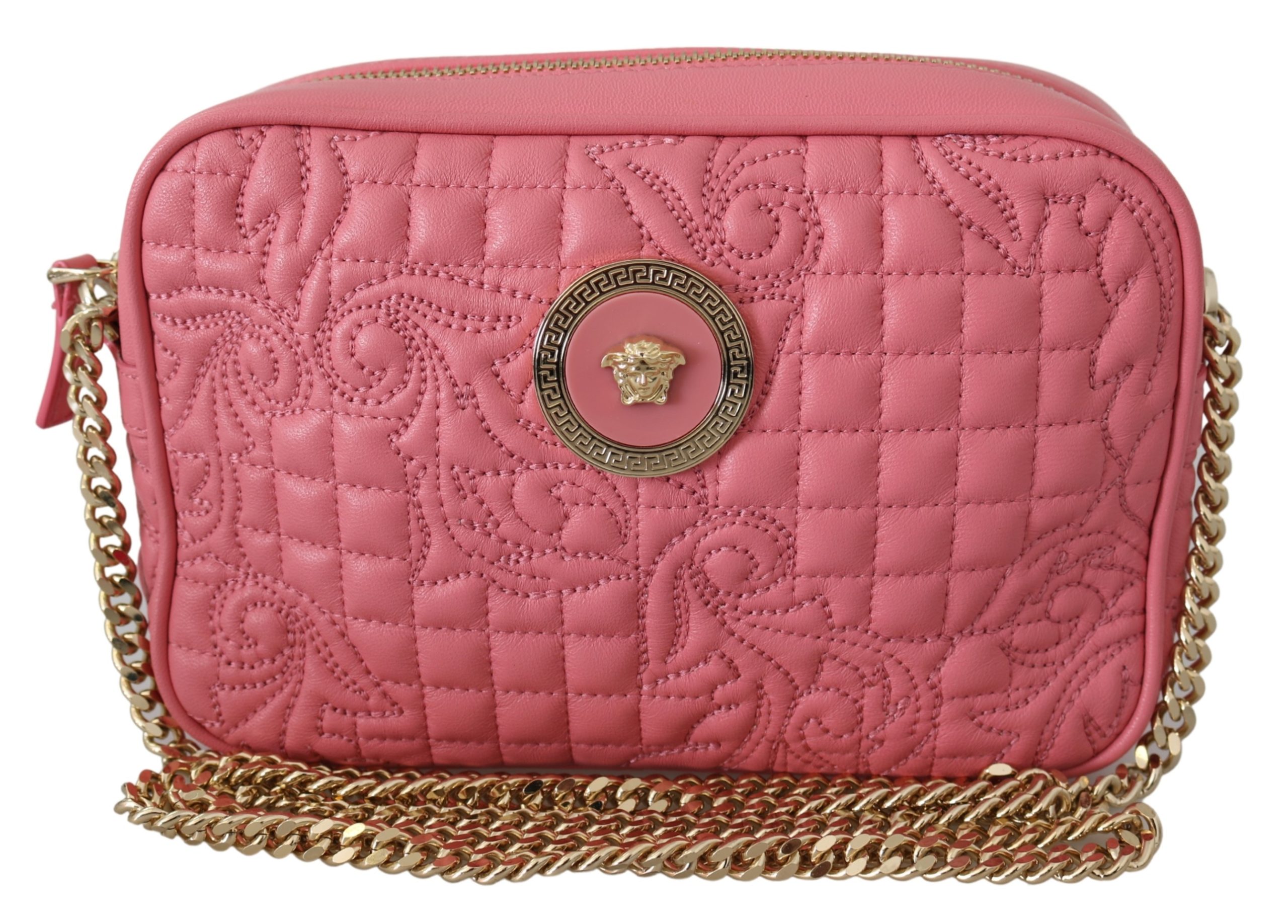 Versace Women's Quilted Nappa Leather Clutch Bag Pink 8053850413980