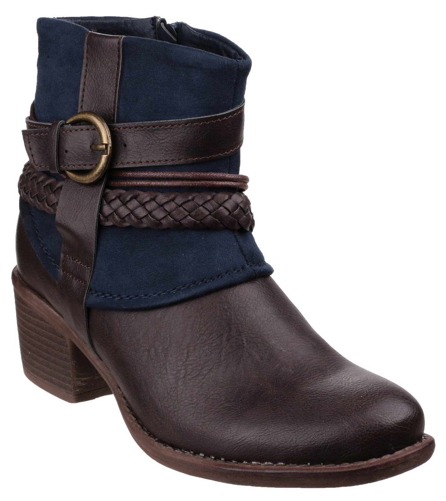 Divaz Women's Vado Zip Up Ankle Boot Brown 22807-37232 - Navy 8