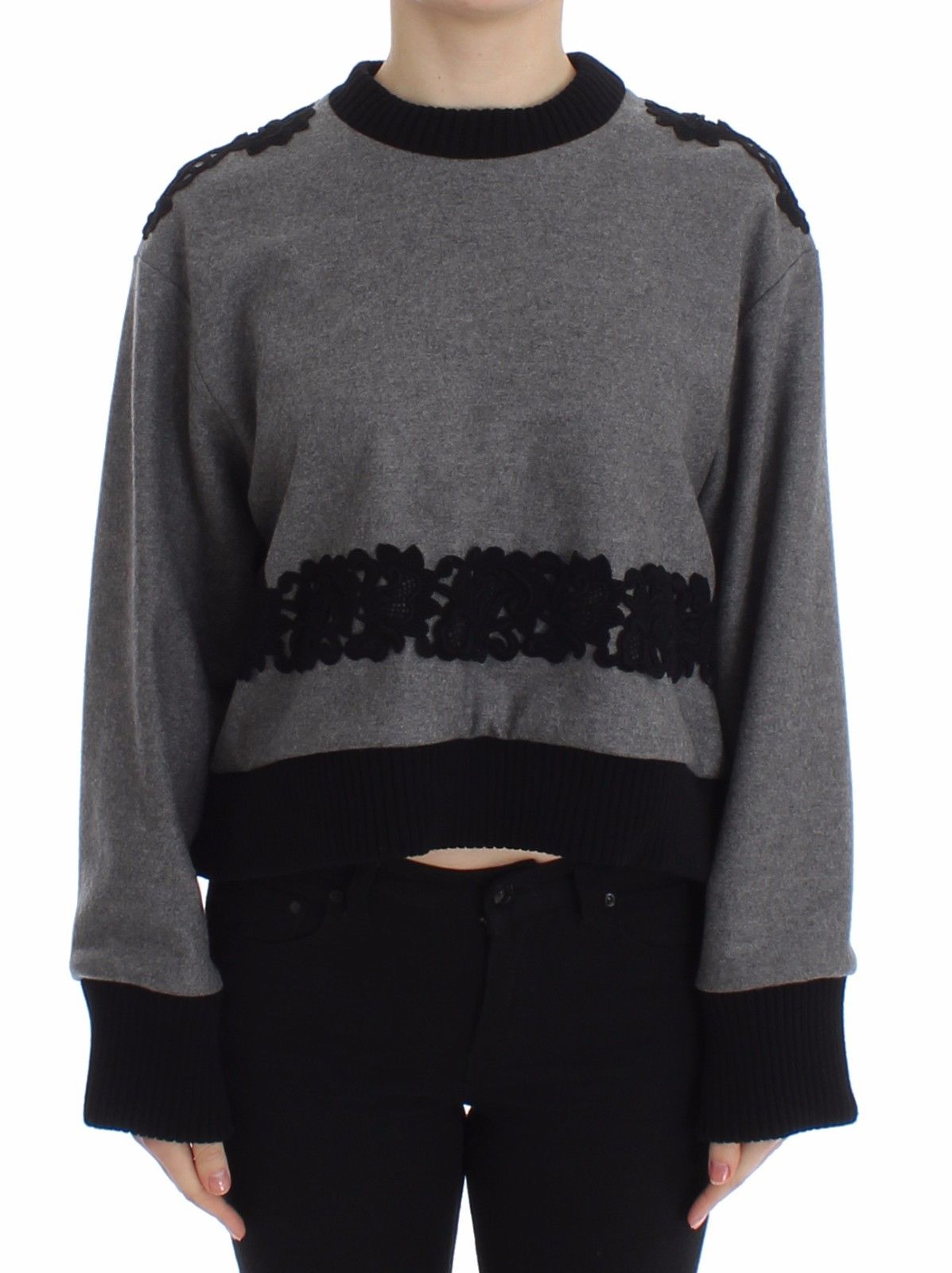 Dolce & Gabbana Women's Lace Wool Cashmere Sweater Gray SIG13181 - IT44|L