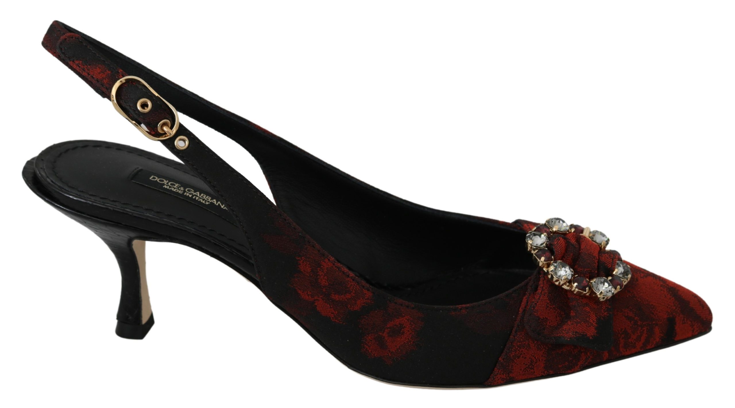 Dolce & Gabbana Women's Rose Jacquard Slingback Heels Black LA6954 - EU37.5/US7