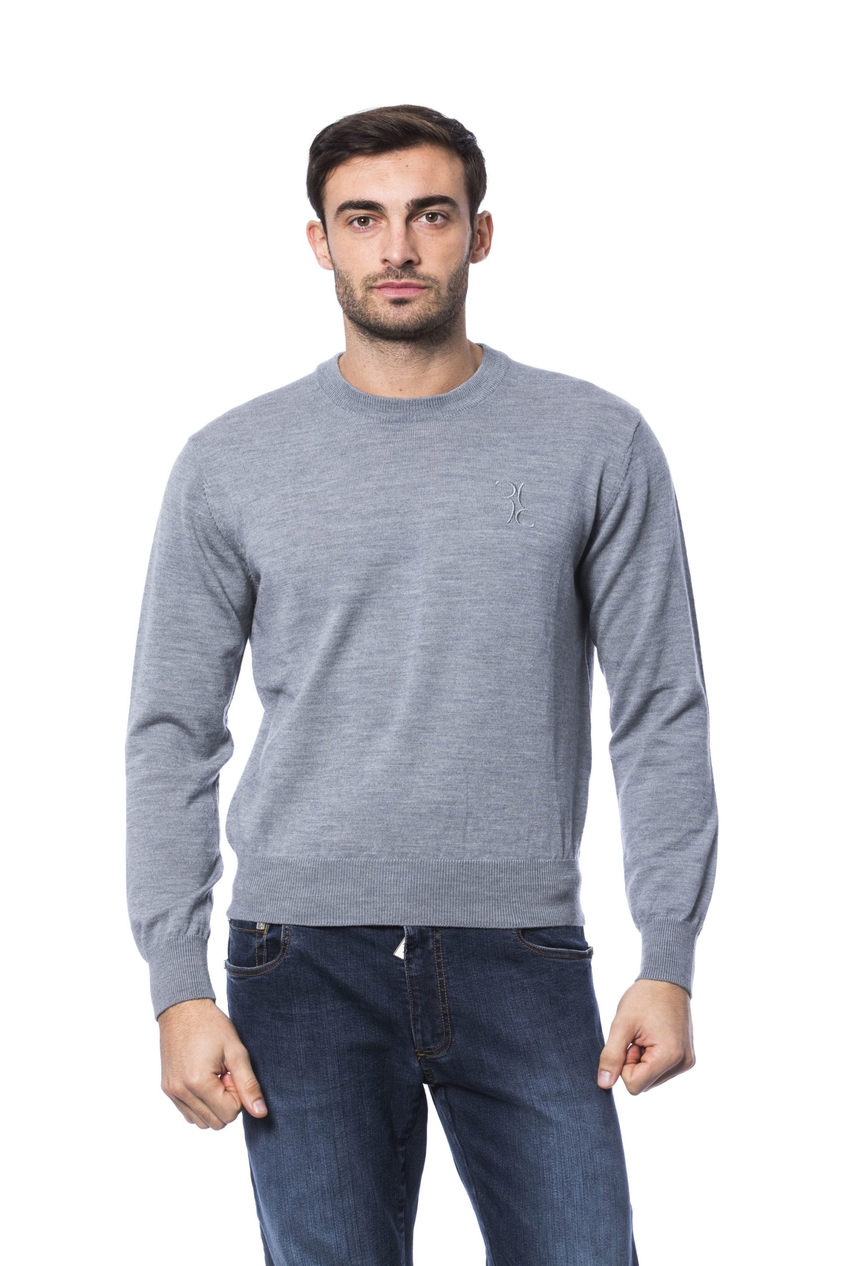 Billionaire Italian Couture Men's Sweater Grey BI816876 - 4XL
