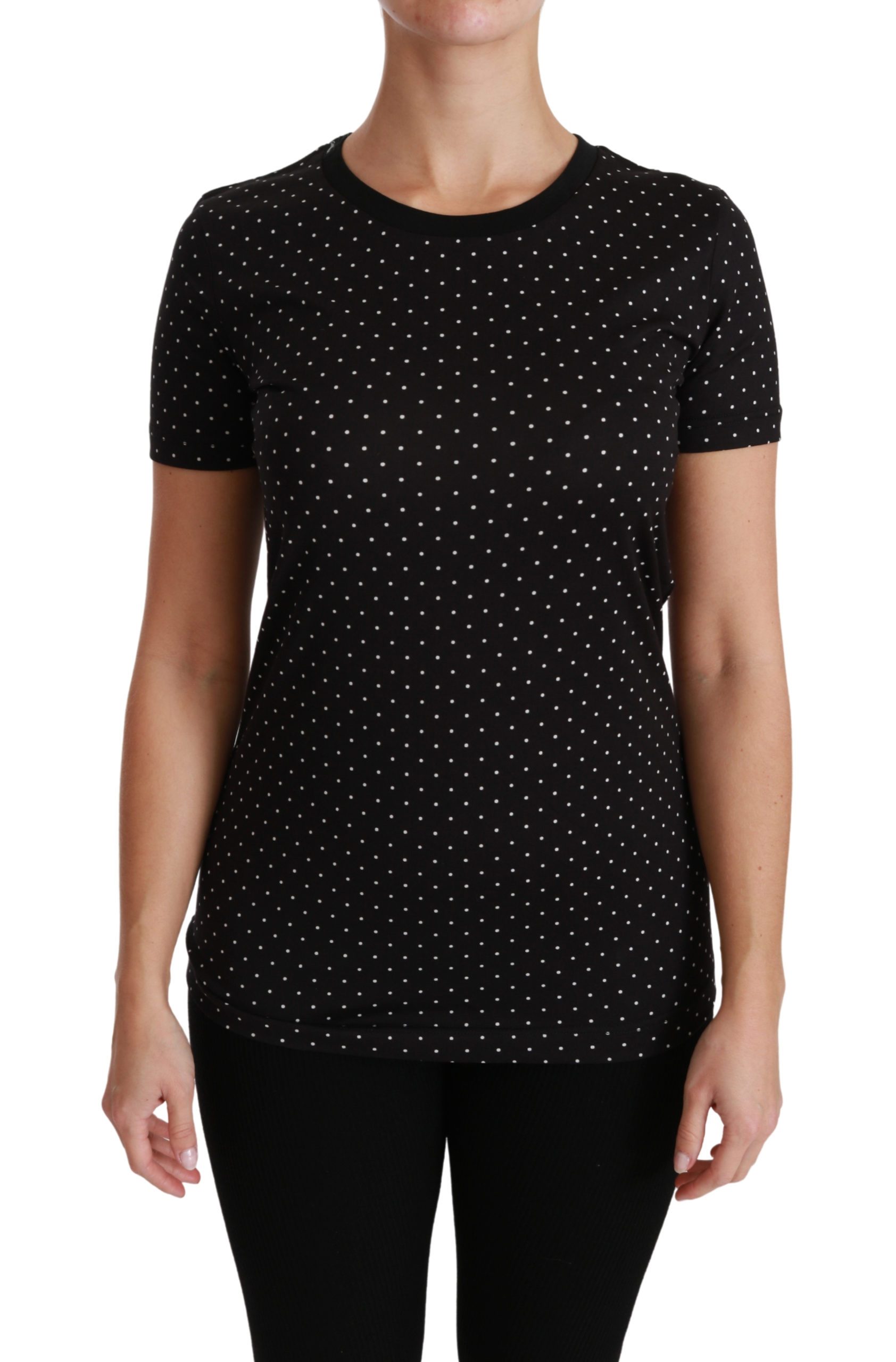 Dolce & Gabbana Women's Dotted Cotton Top Black TSH4434-36 - IT36 | XS