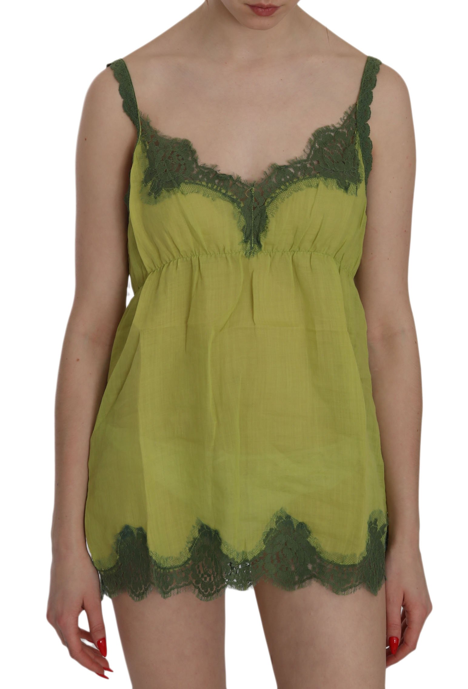 PINK MEMORIES Women's Lace Spaghetti Strap Tank Top Green TSH3456 - IT44|L