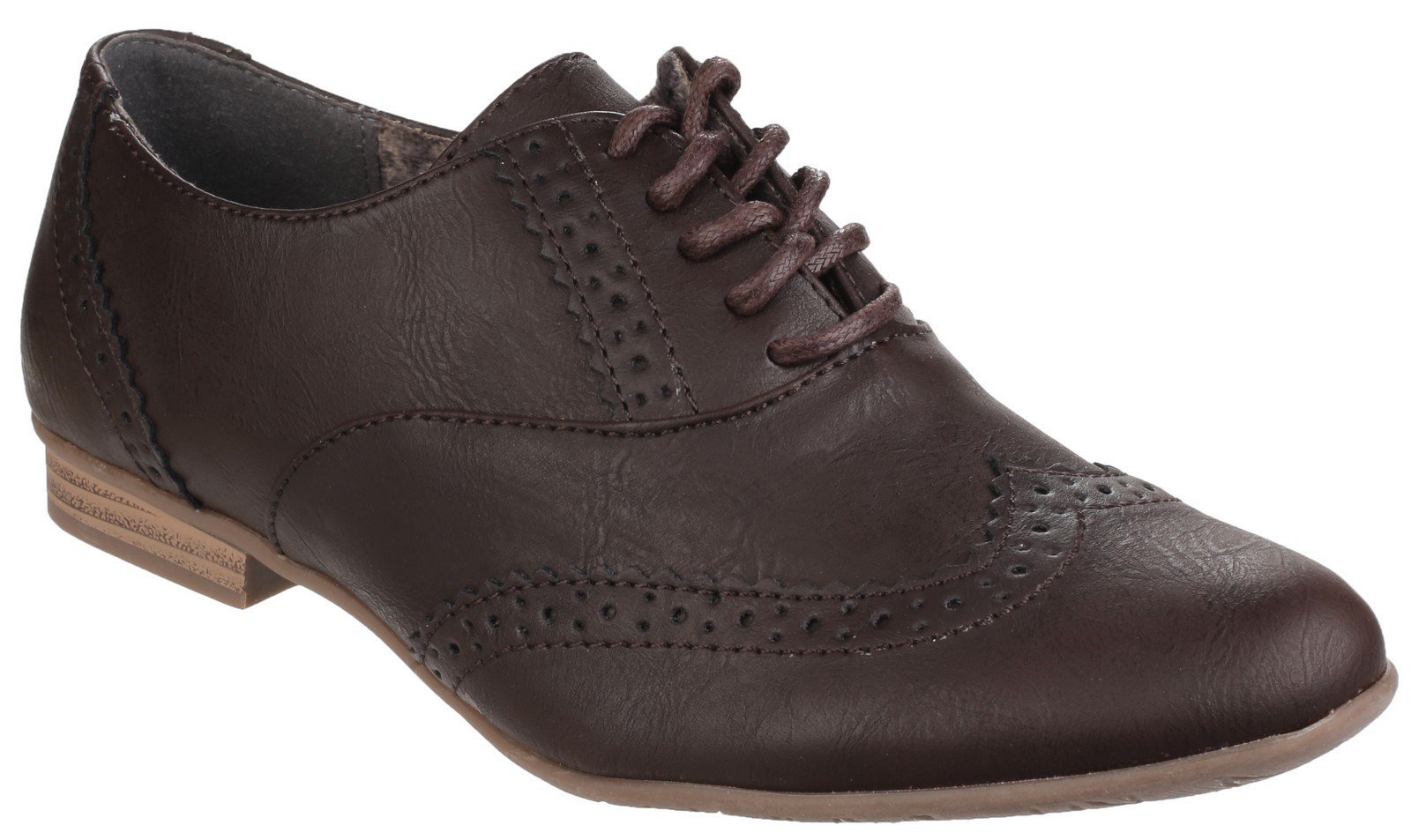 Divaz Women's Levato Lace Up Brogue Shoe Black 24275-40030 - Brown 3