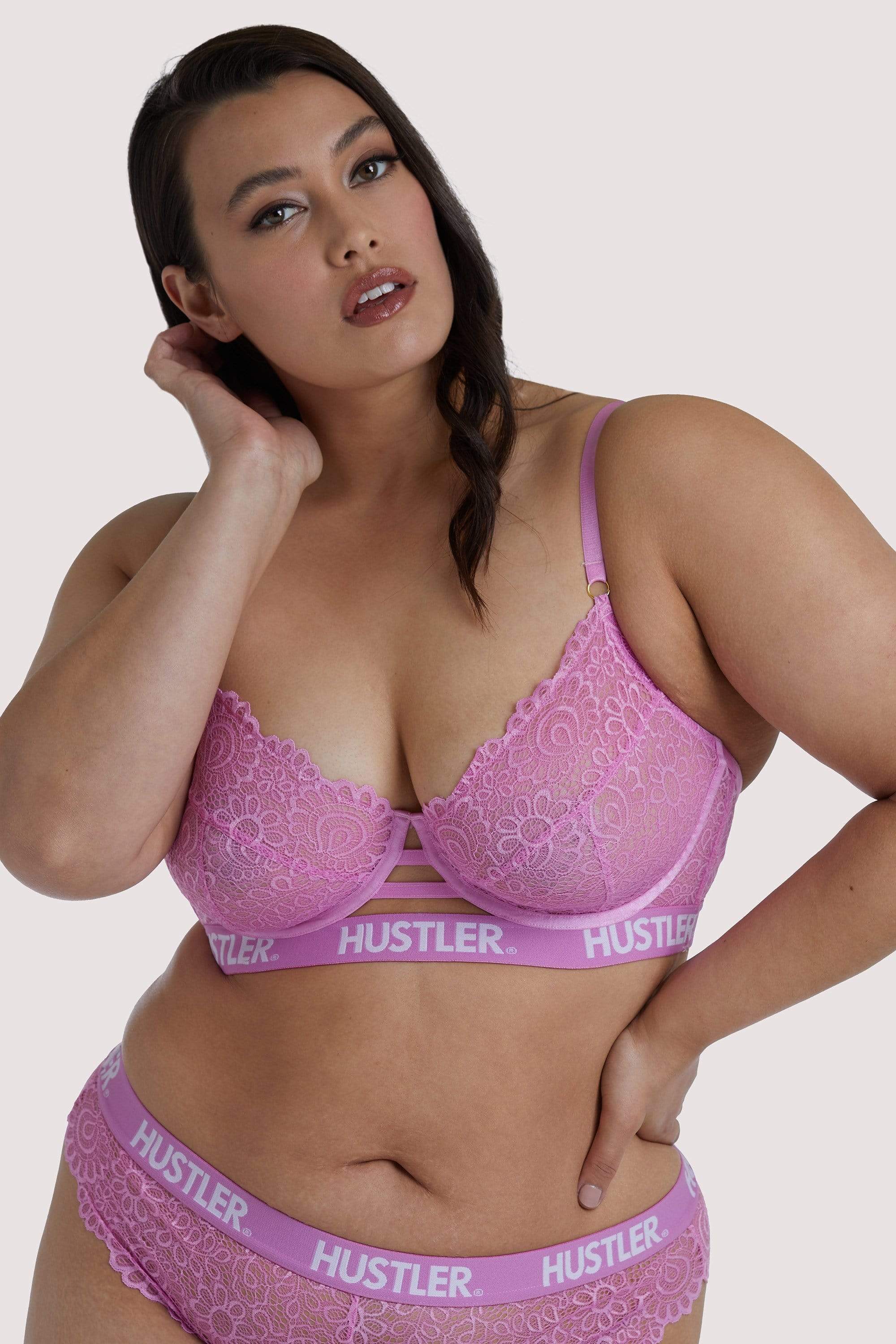 Hustler Branded Pink Curve Lace Bra 38B