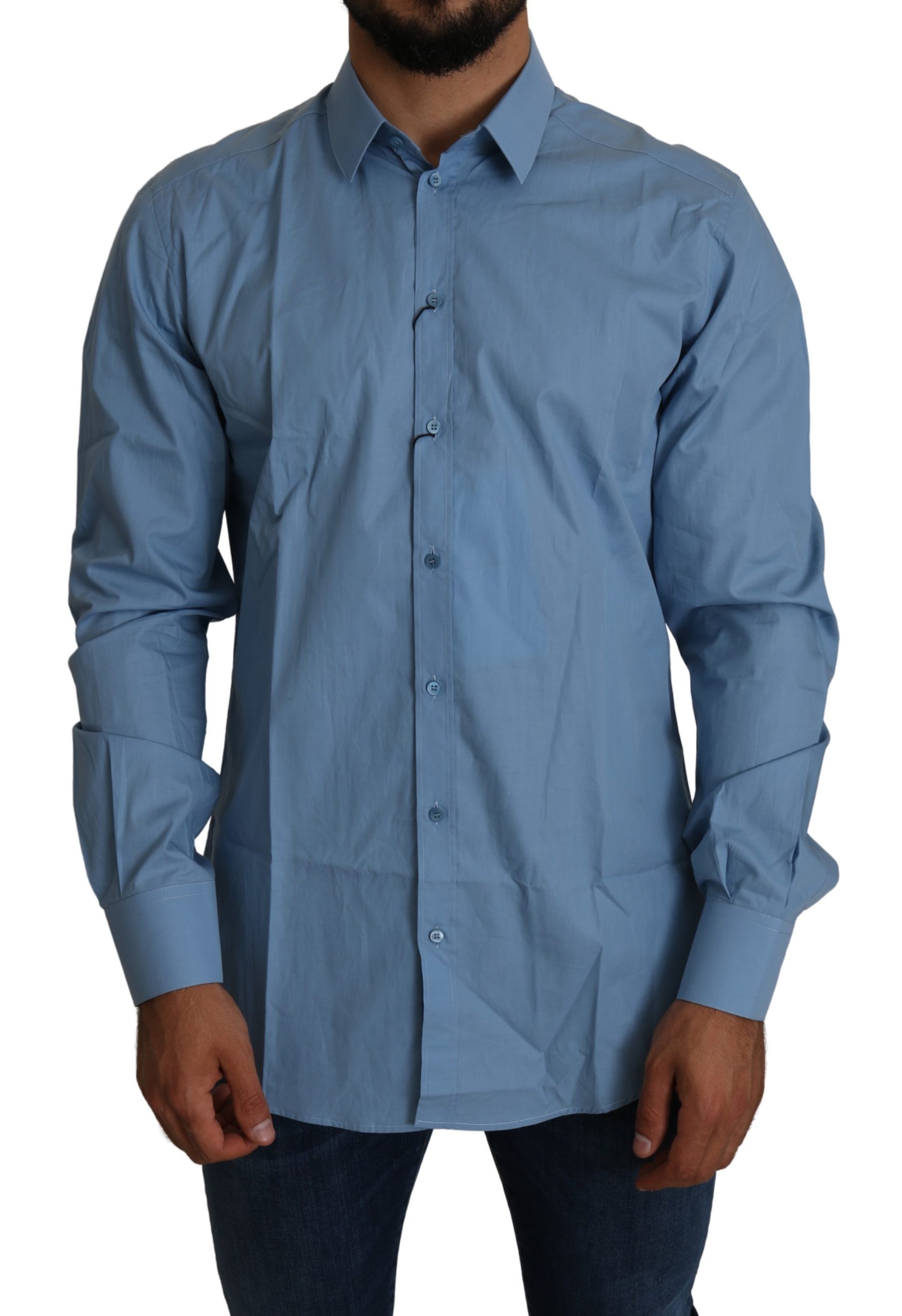 Dolce & Gabbana Men's Formal Cotton Shirt Blue TSH5232 - IT42 | XL