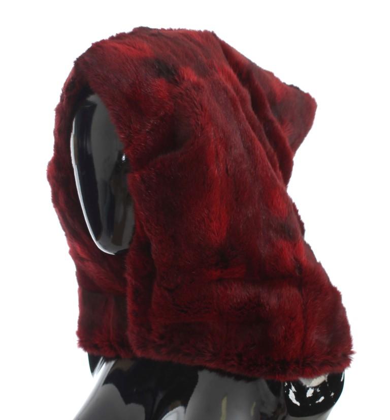 Dolce & Gabbana Women's Hamster Fur Crochet Hood Scarf Hat Bordeaux MS809