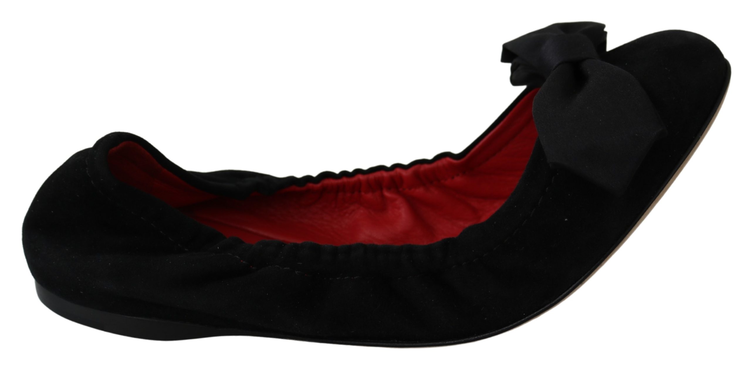 Black Suede Red Ballerina Flats Shoes - EU39/US8.5