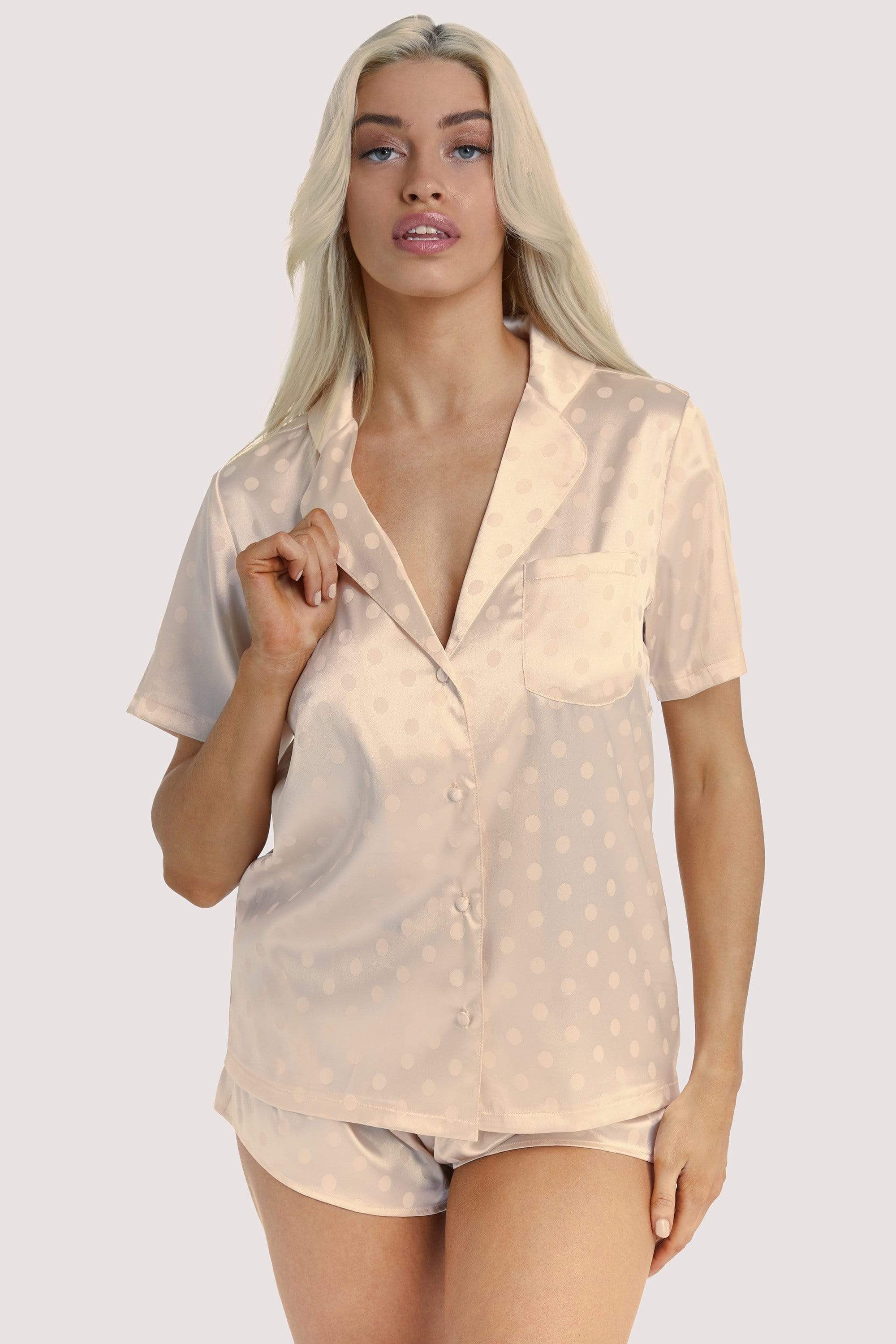 Wolf & Whistle Champagne Spot Satin Pyjama Set UK 8 / US 4