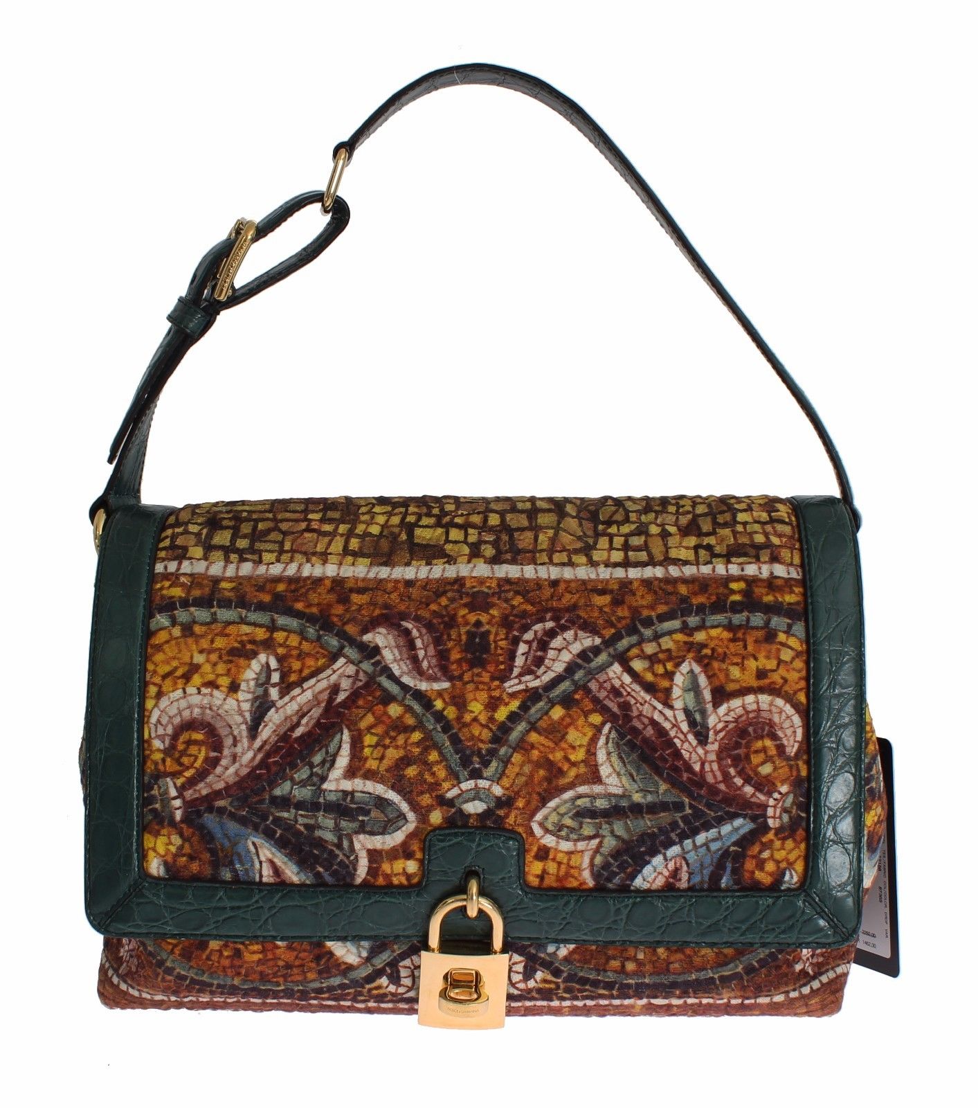MISS BONITA Mosaic Brocade Crocodile Hand Shoulder Bag