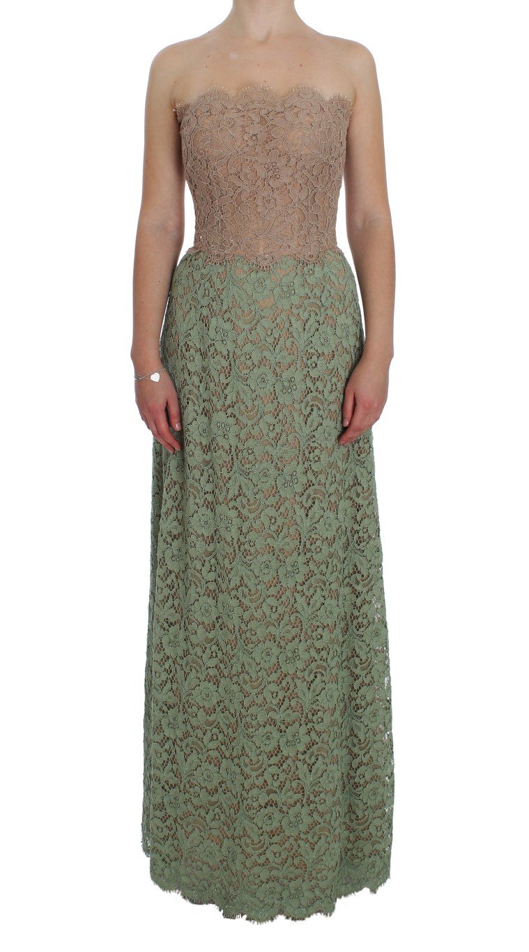 Dolce & Gabbana Women's Floral Lace Pink Corset Dress Green NOC10115 - IT40|S