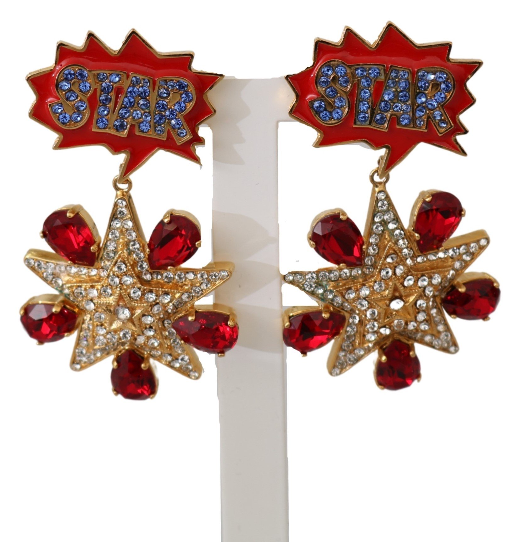 Dolce & Gabbana Women's Brass Clear Crystal Clip-on Earrings Red SMY10047