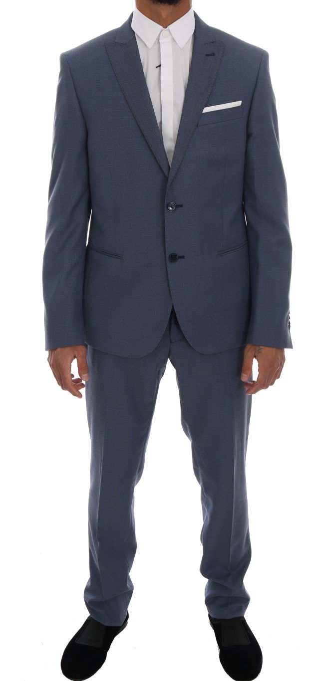 Daniele Alessandrini Men's Two Button Slim Fit Suit Blue KOS1040 - IT52 | XL