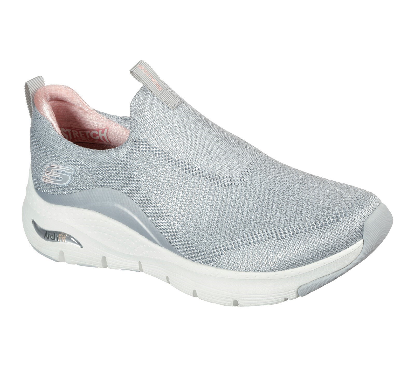 Skechers Women's Arch Fit Keep It Up Sport Trainer Various Colours 32108 - Light Grey/Pink 3