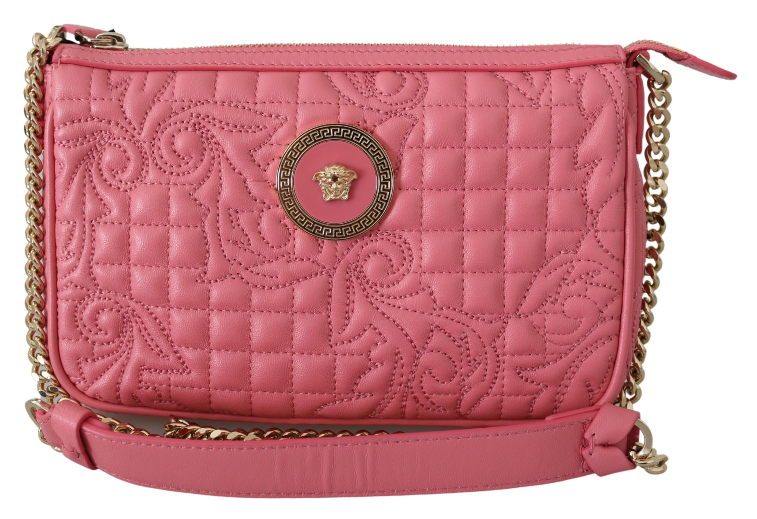 Versace Women's Quilted Nappa Leather Clutch Bag Pink 8053850414109