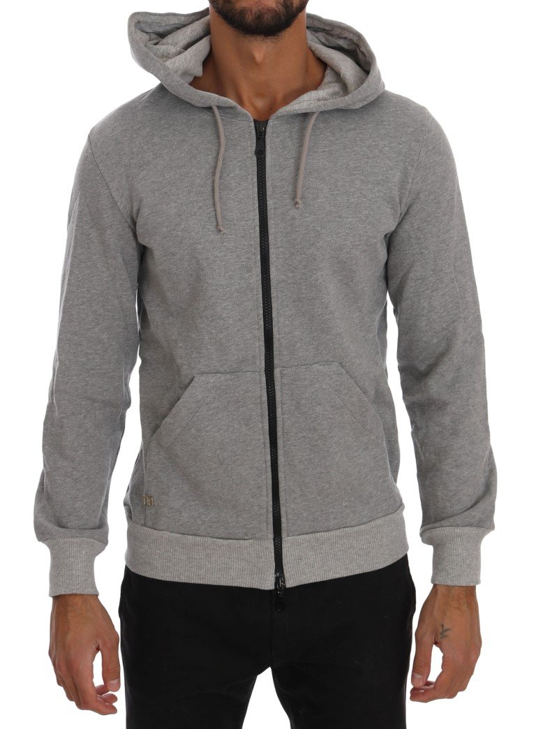 Daniele Alessandrini Men's Full Zipper Hodded Cotton Sweater Gray TSH1340 - S