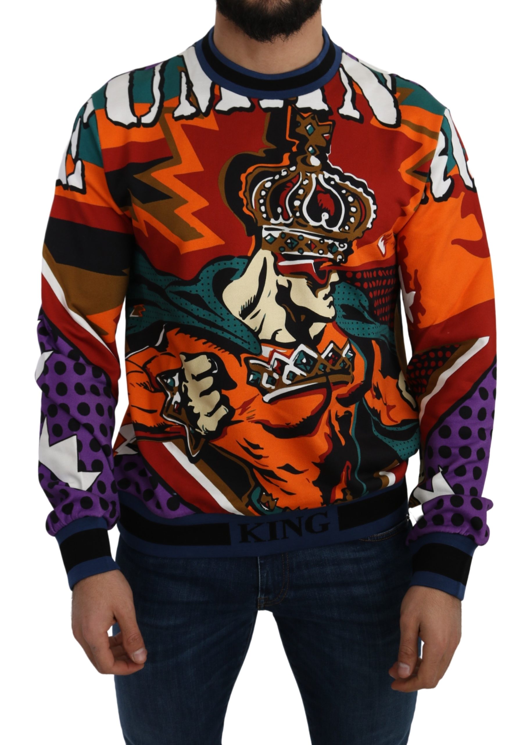 Dolce & Gabbana Men's Super Crown Cotton Crewneck Pullover Multicolor TSH5100 - IT44 | XS