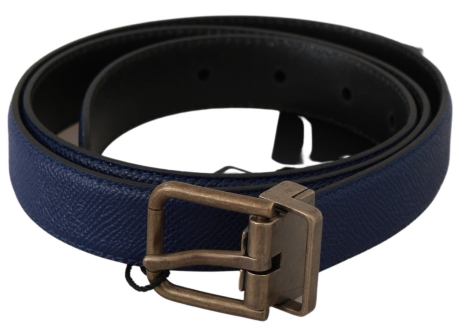 Dolce & Gabbana Men's Brushed Buckle Leather Belt Blue BEL60605 - 100 cm / 40 Inches