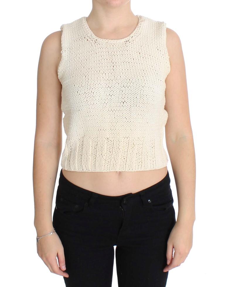 Pink Memories Women's Knitted Sleeveless Sweater Beige SIG30253 - One Size