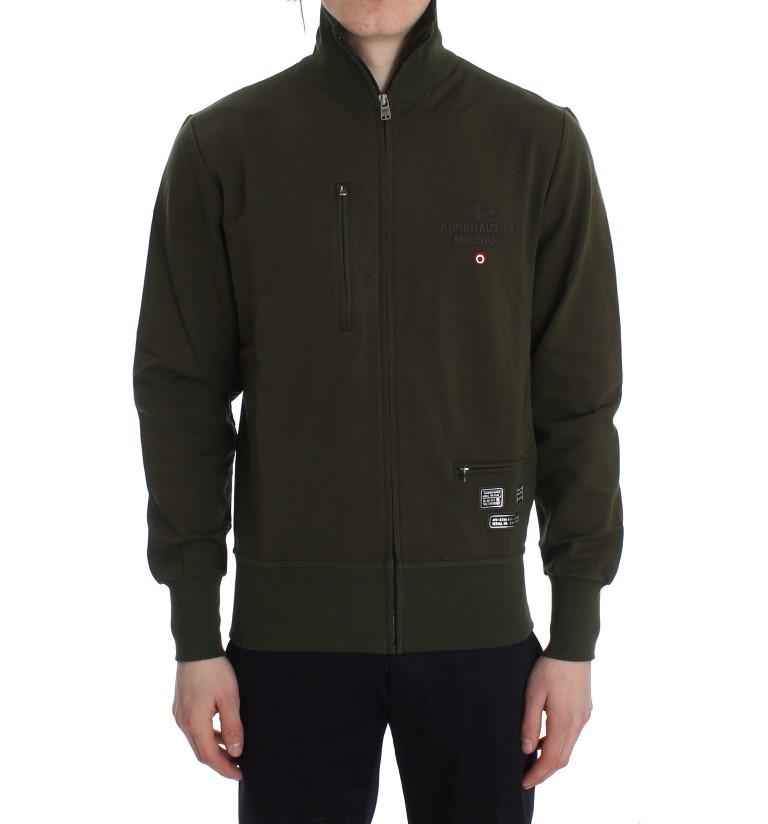 Aeronautica Militare Men's Cotton Stretch Full Zipper Sweater Green SIG30629 - S