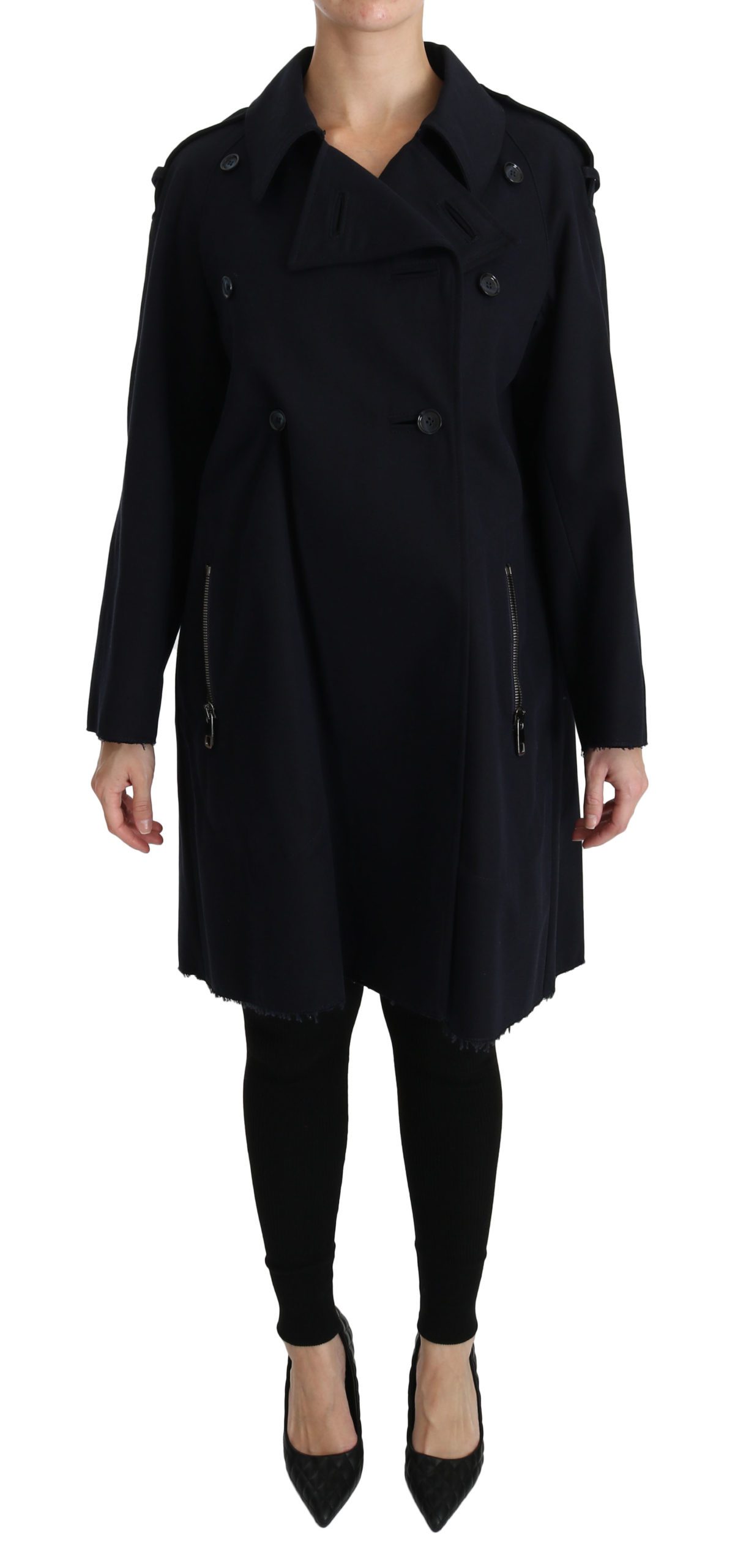 Dolce & Gabbana Women's Cotton Women Trench Jacket Blue JKT2495 - IT36 | XS
