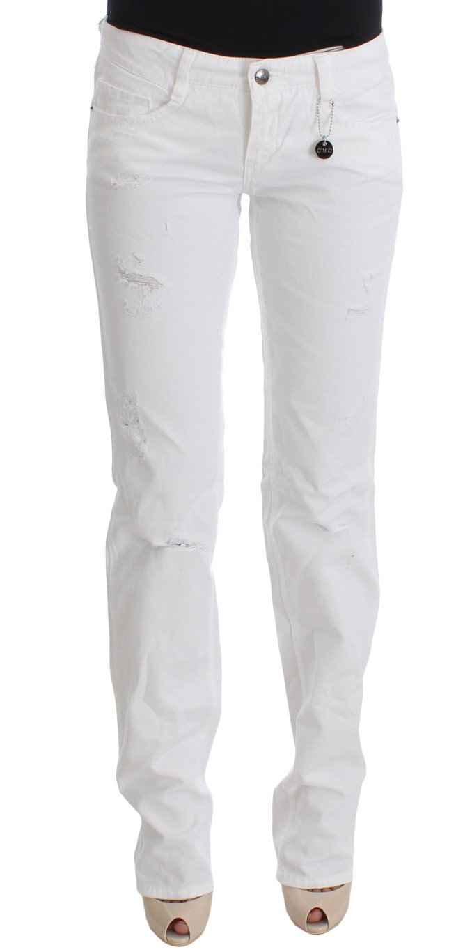 Costume National Women's Cotton Slim Fit Denim Bootcut Jeans White SIG30112 - W29