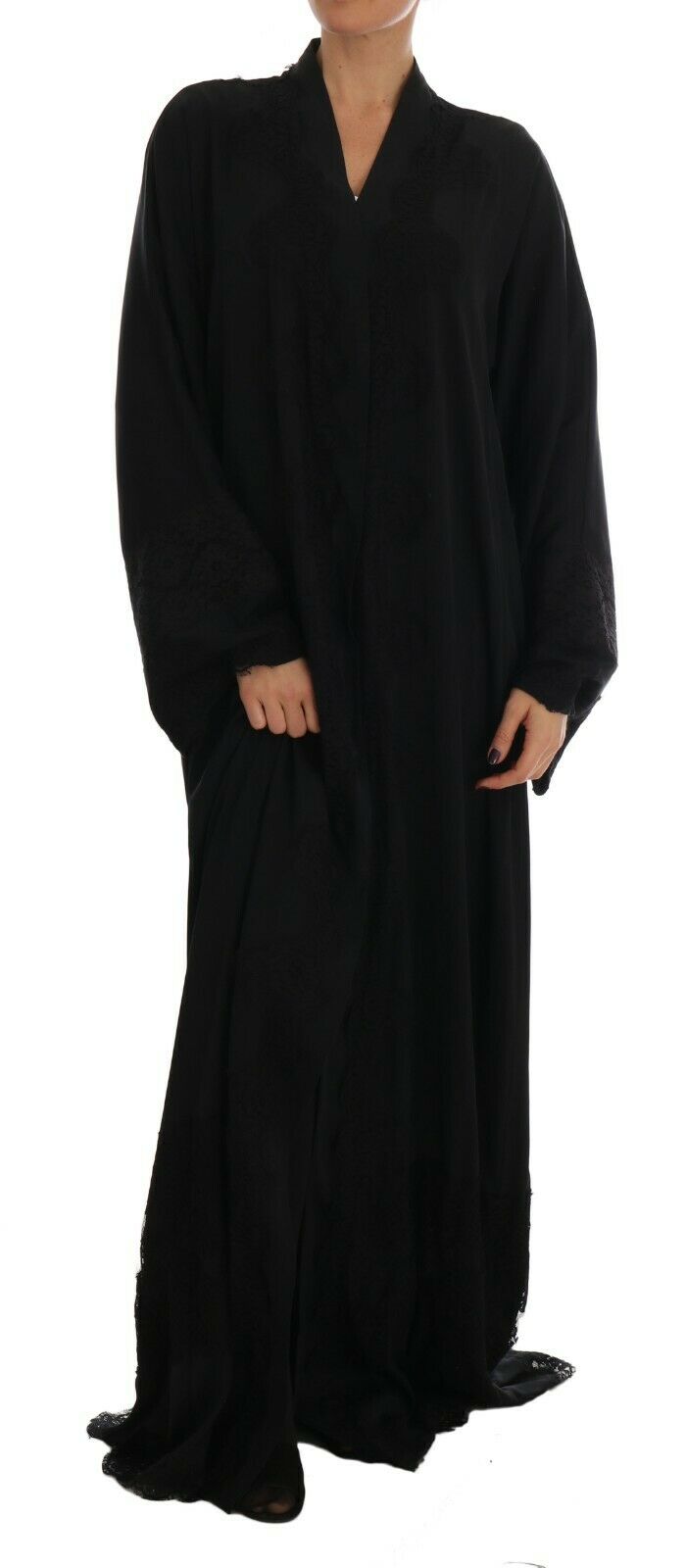 Dolce & Gabbana Women's Silk Ricamo Kaftan Abaya Dress Black DR1396 - IT42|M