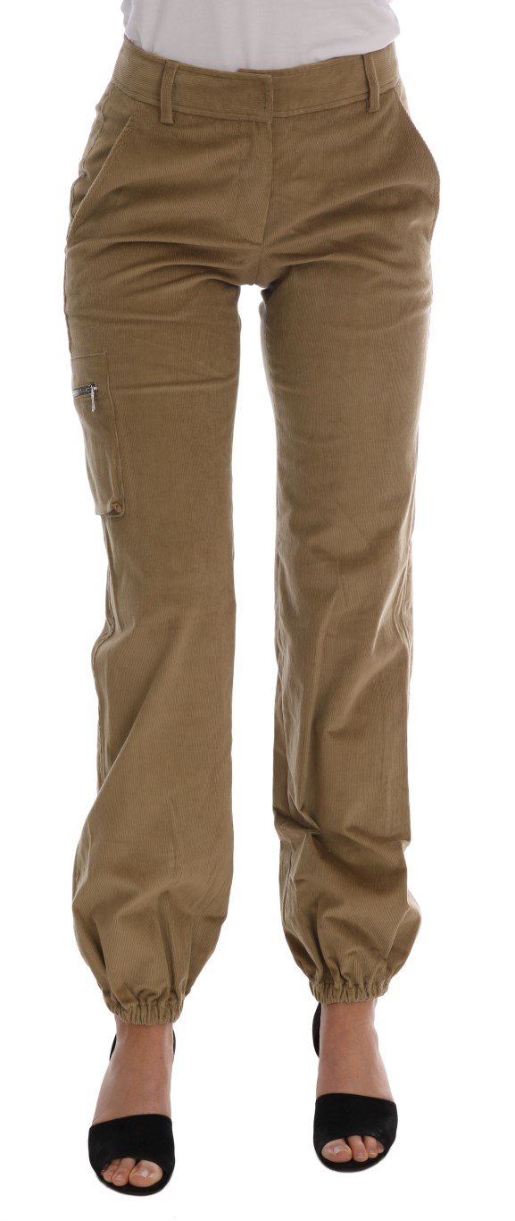 Ermanno Scervino Women's Corduroys Trouser Beige BYX1156 - IT38|XS