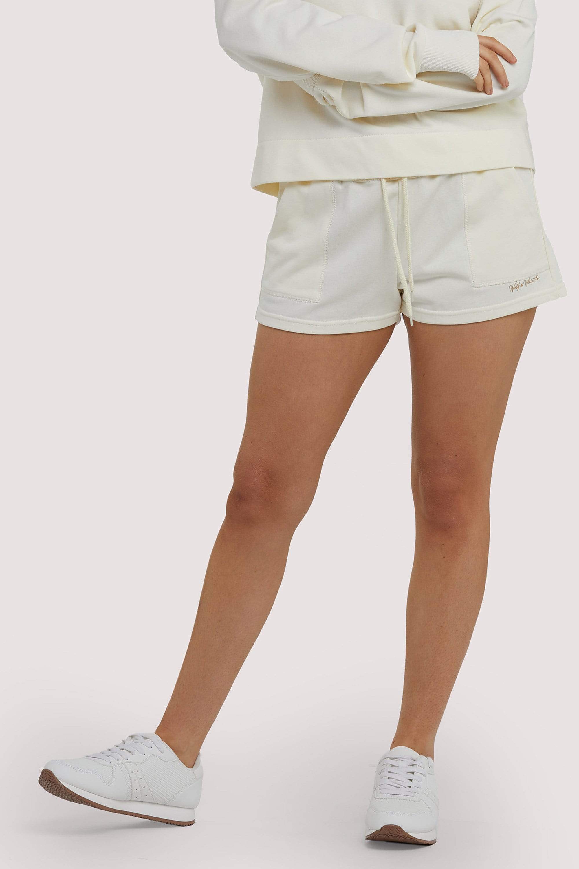 Wolf & Whistle Winter White Tie Waist Shorts UK 12 / US 8